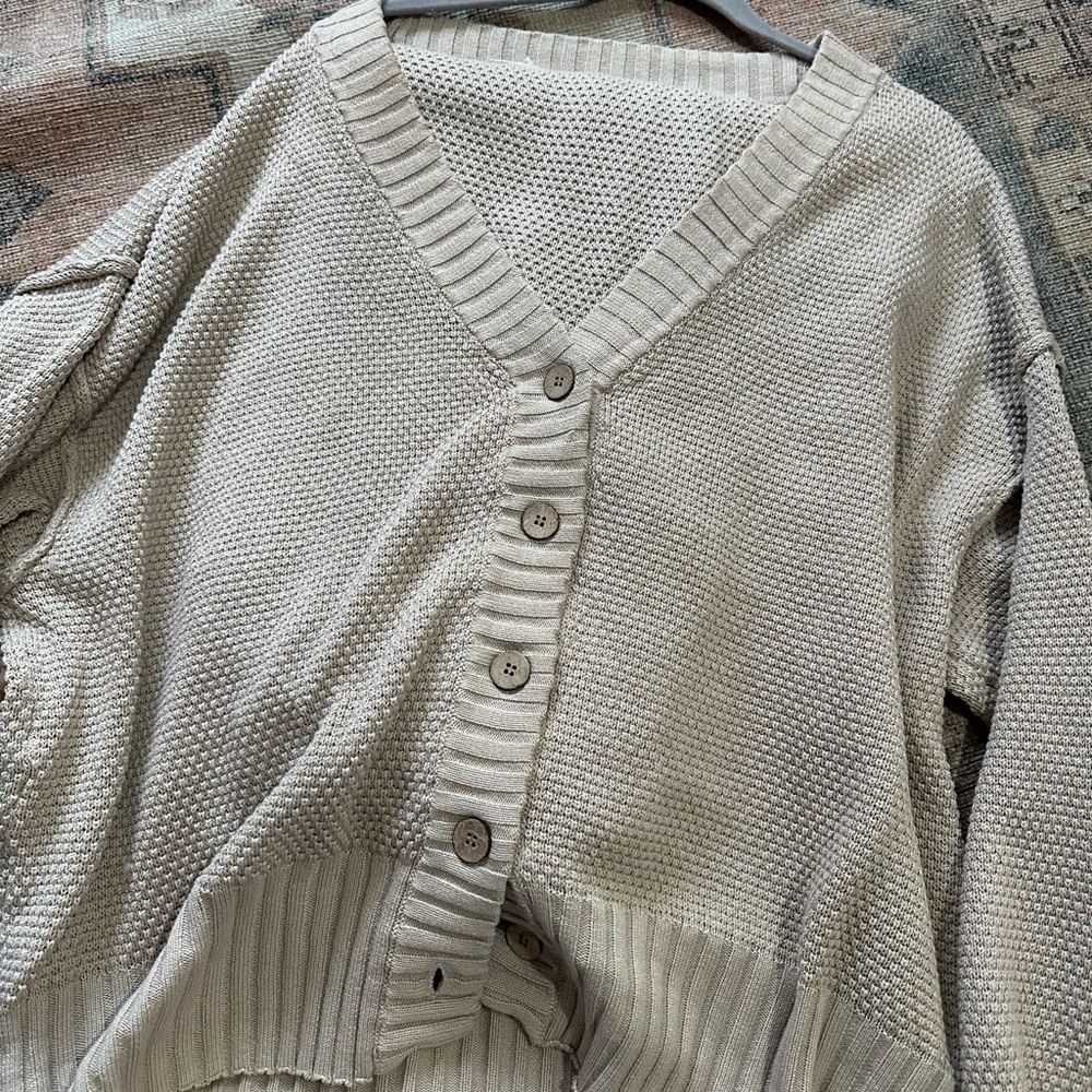 Free People Hailee Beige Knit Cardigan Set